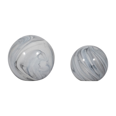 S/2 5/6 SERENITY BLUE SWIRL SPHERES