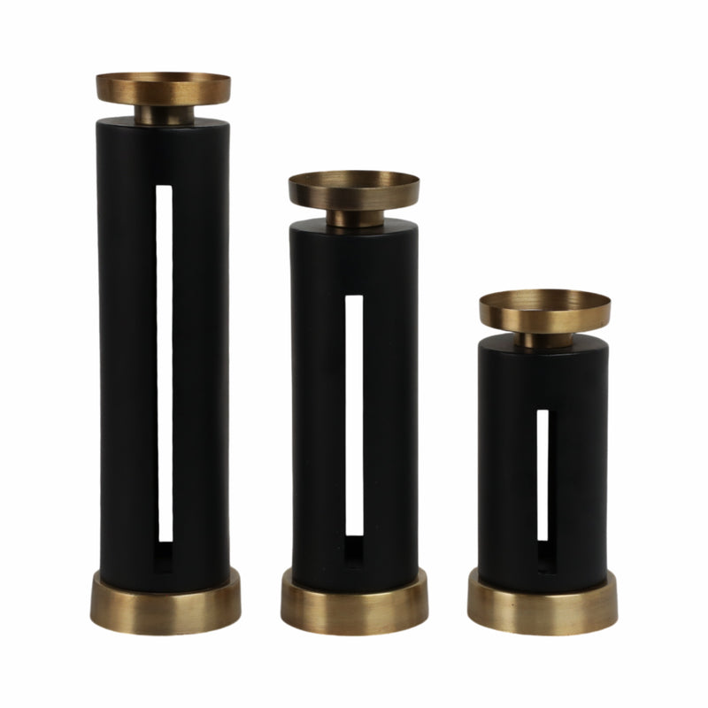 S/3 9/12/15 Hibbing Black And Gold Candlesticks