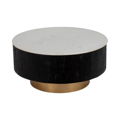 34 Gold Pedestal Coffee Table Marble Top, Wht/blk