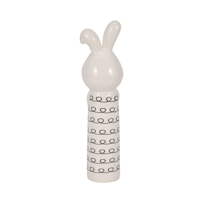 10 Squiggly Bunny With Gold Heart, White/black