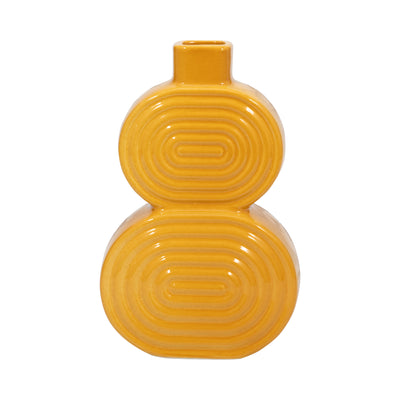 CER, 10 STACKED CIRCLES VASE, MUSTARD GOLD