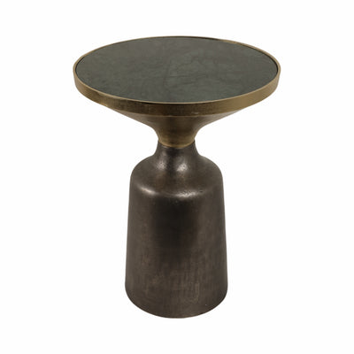 20 Metal Accent Table Green Marble Top, Multi