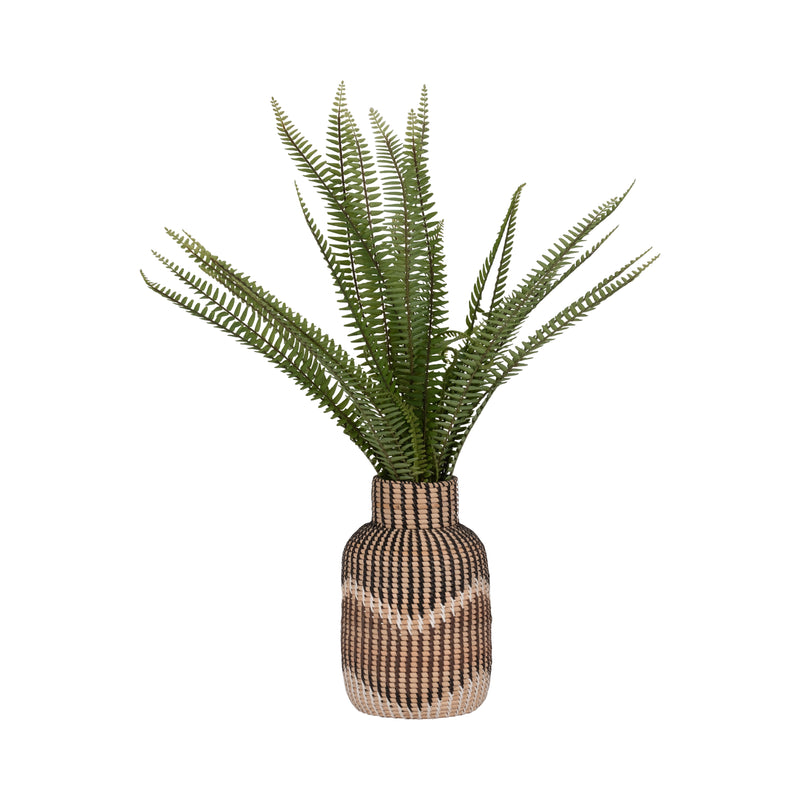 RATTAN, 13H WOVEN VASE, MULTI