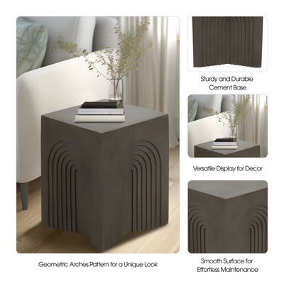 Concrete, 18 Arches In Square Accent Table, Dark