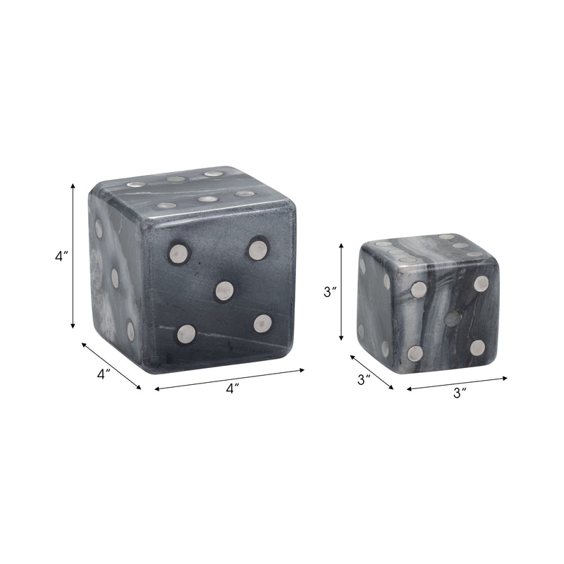 S/2 3/4 Mistry Grey Marble Dice