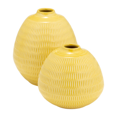 CER,7,STRIPE OVAL VASE,YELLOW