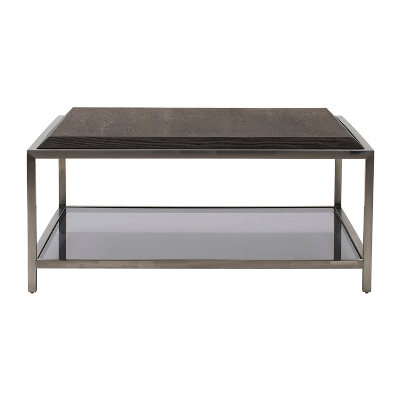 WOOD/STAINLESS STEEL COFFE TABLE, BROWN