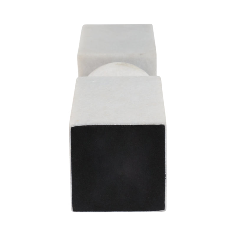 12x3 Chunky Marble Taper Holder, White