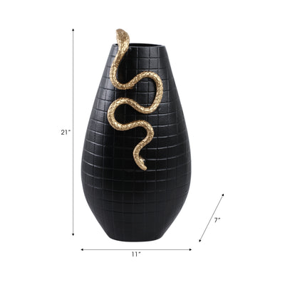 21x11 Curved Snake On Vase, Black/gold