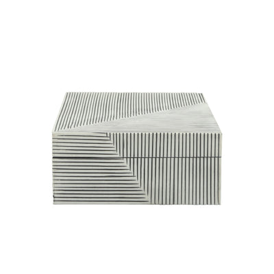 RESIN S/2 RIDGED BOXES, WHITE