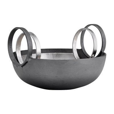 METAL, S/2, 7/8 BOWL WITH HANDLES, SLVR/GUNMETAL