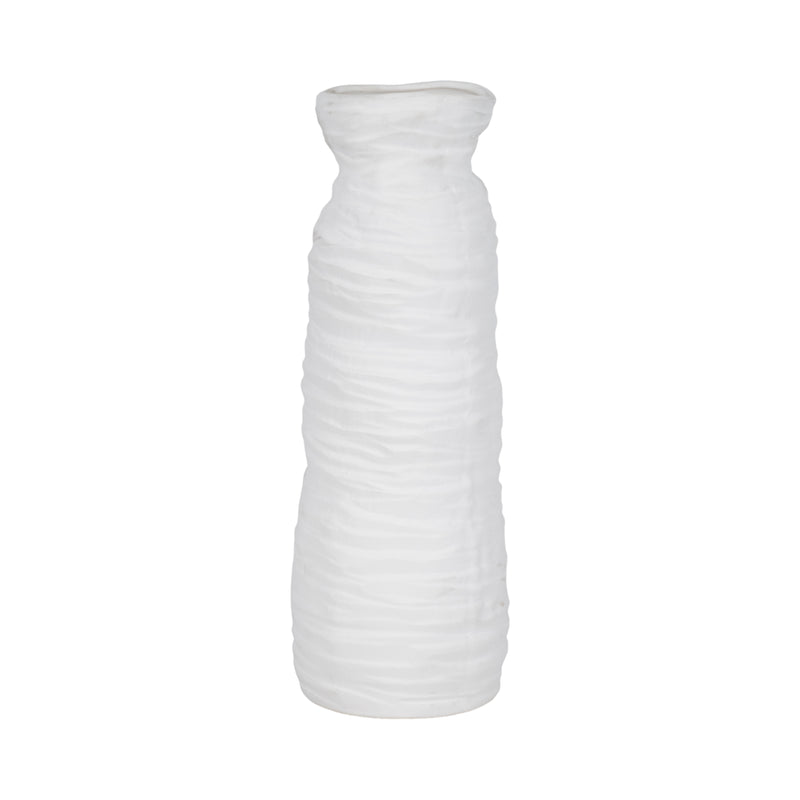 19 Horizontal Ribbed Matte Vase, Ivory