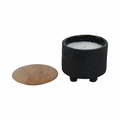 4 7 Oz Balsam & Myrrh Footed Candle With Lid, Blk