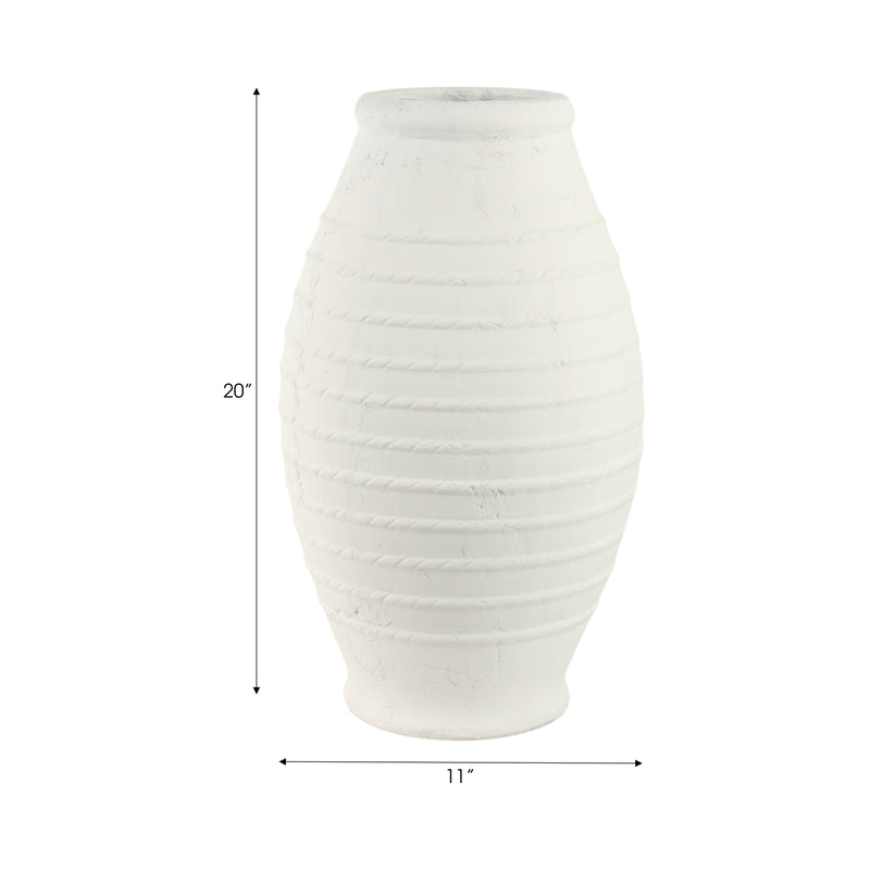 20 Rope Ribbed Terracotta Vase, White