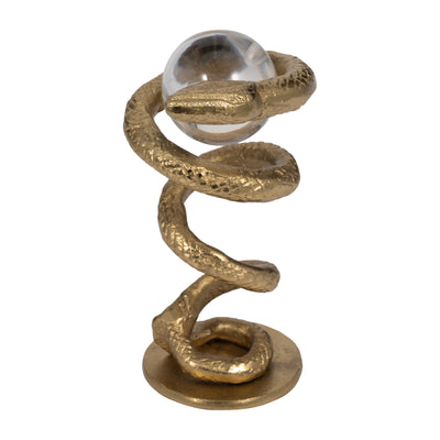 Metal, 7 Snake Coil W/ Acrylic Ball, Gold