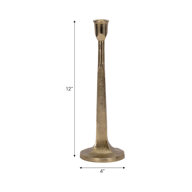 METAL, 12 SQUARED OFF TAPER CANDLEHOLDER, GOLD