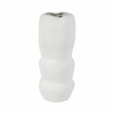 Cer, 12 Waffle Texture Organic Vase, White