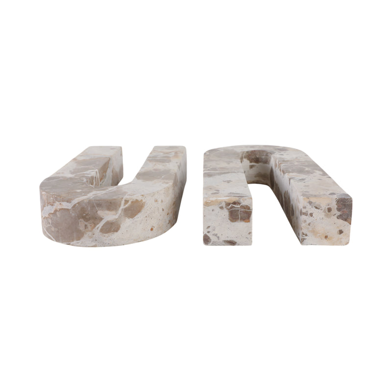 S/2 12 Pompano Beige Marble Arches