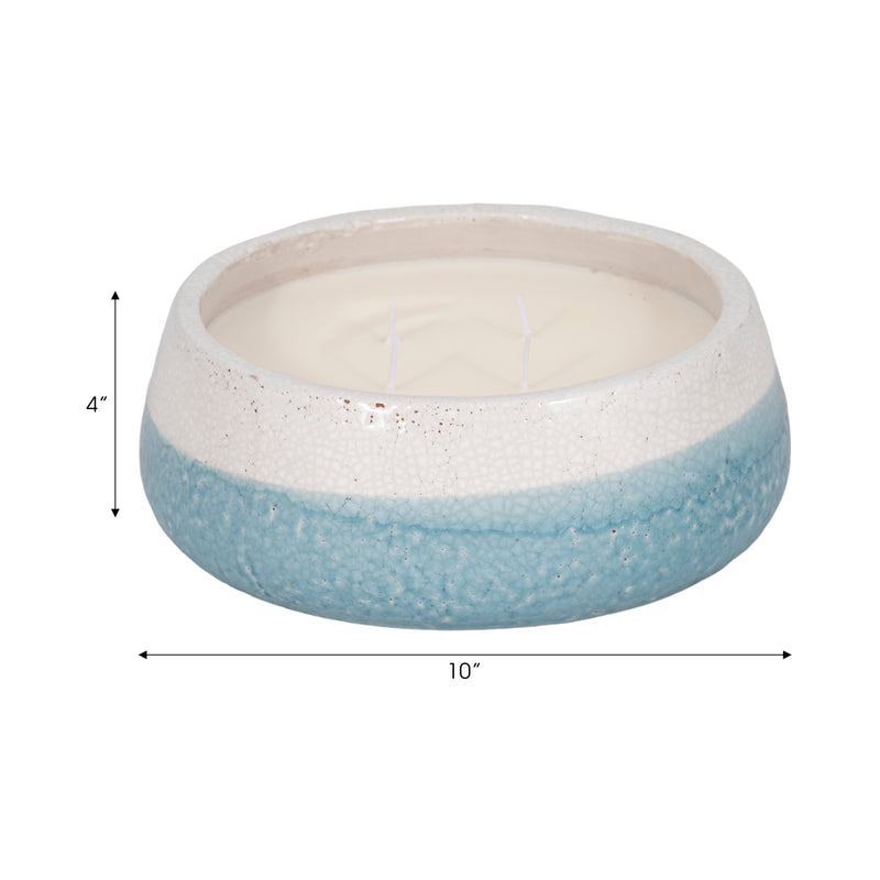 10 35 Oz Moco Bamboo Bowl Candle, Light Blue