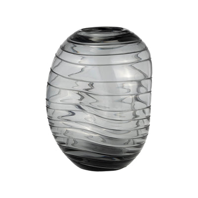 GLASS, 8H PINCHED VASE, SMOKE