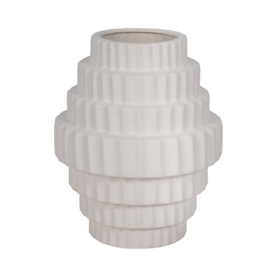 10 Textured Staggered Vase, White