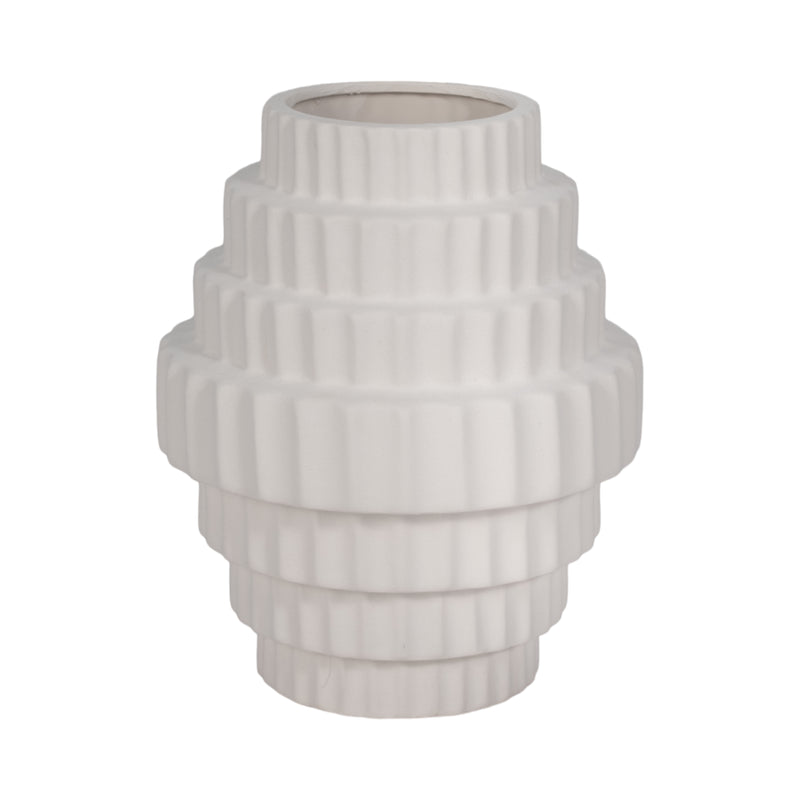 10 Textured Staggered Vase, White