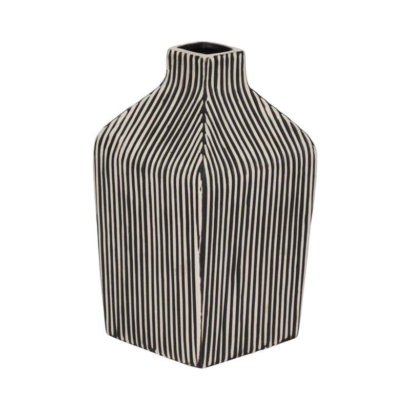 8 Lines Square Vase, Black/white