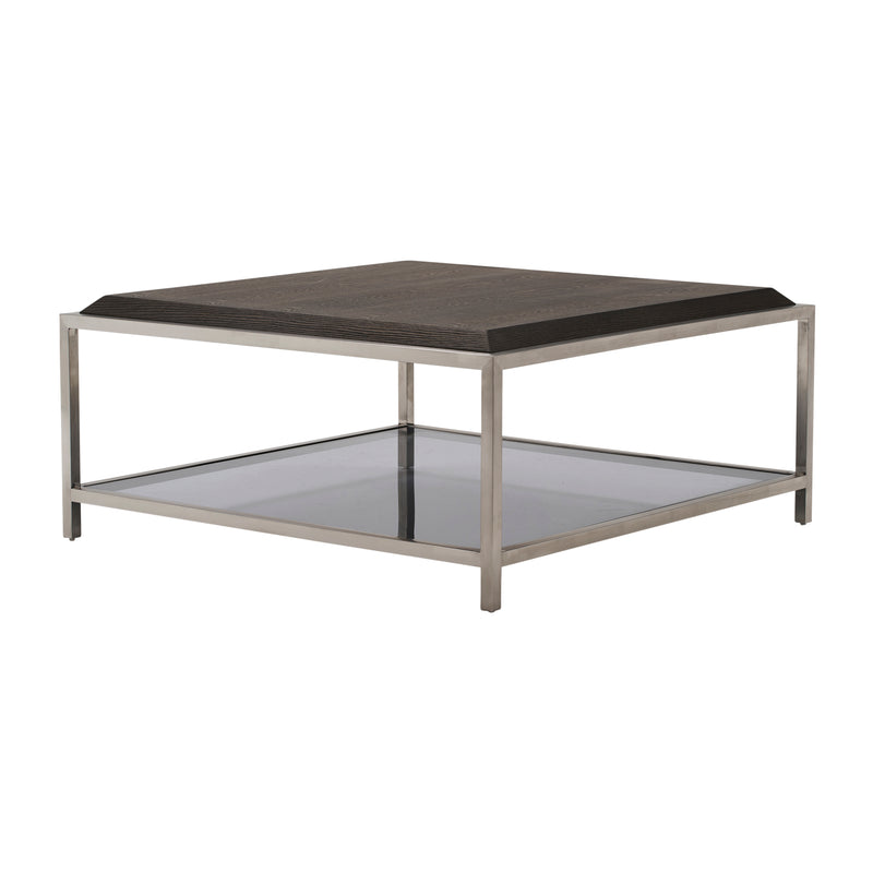 WOOD/STAINLESS STEEL COFFE TABLE, BROWN