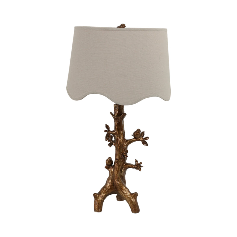 28 Perched Birds On Branch Table Lamp, Gold