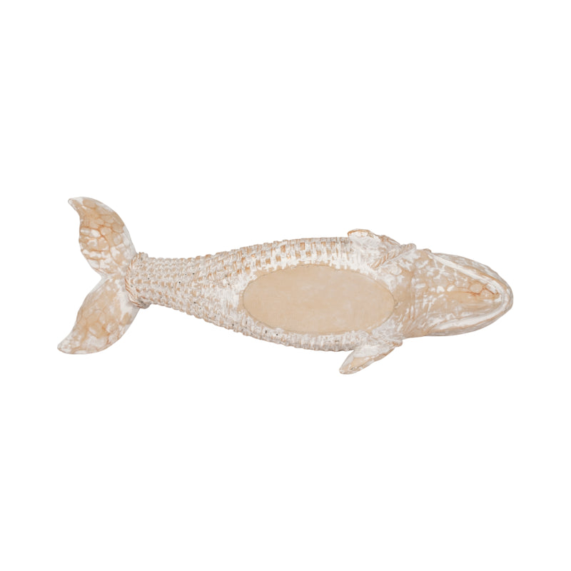 17 Resin Wicker Beluga Whale, White