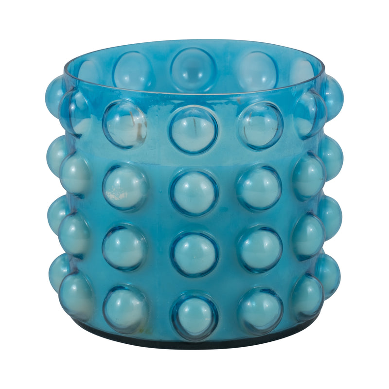 Glass, 9 81 Oz Bubble Candle, Blue