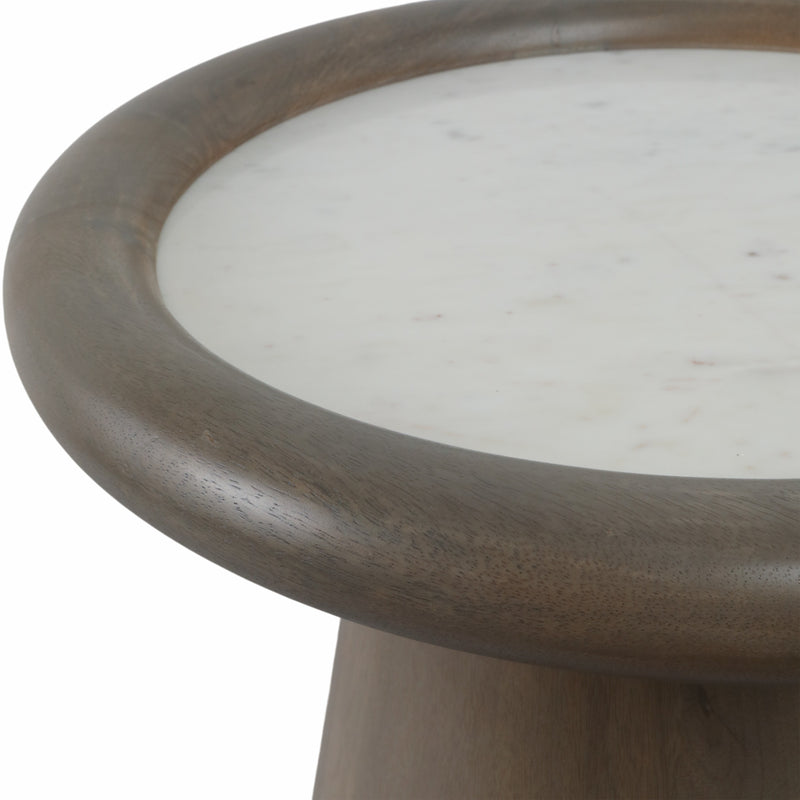 20 Aleena Wood And Marble Accent Table, Brwn