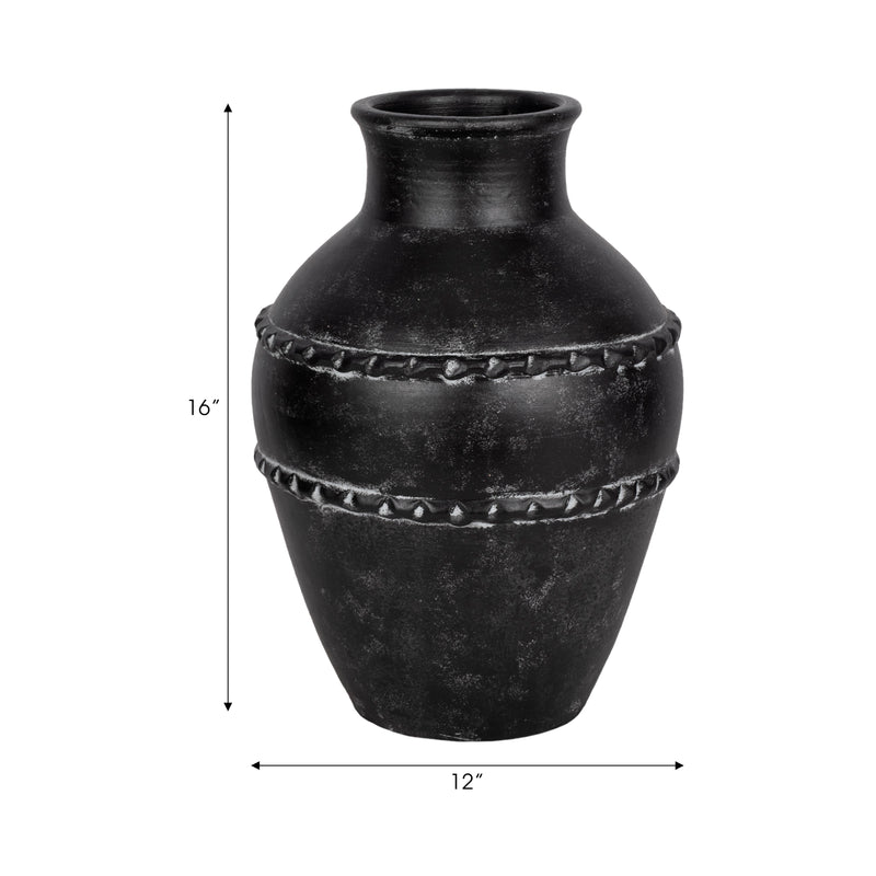 16 Traditional Terracotta Vase, Black