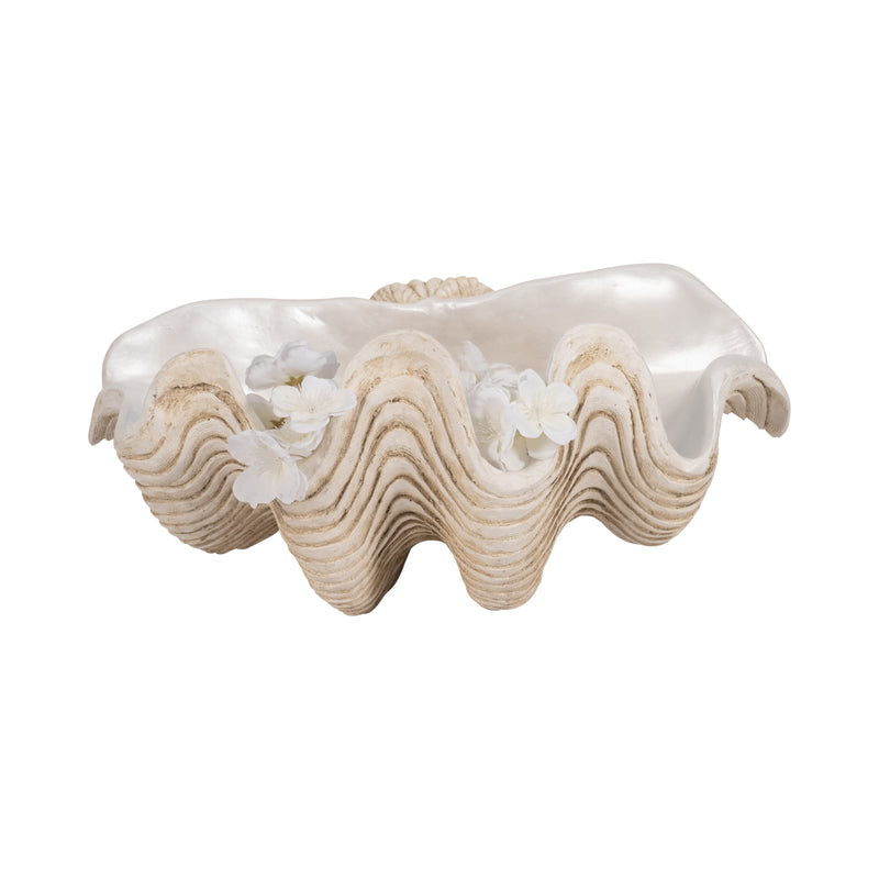 16 Pearlized Clam Shell Bowl, Ivory