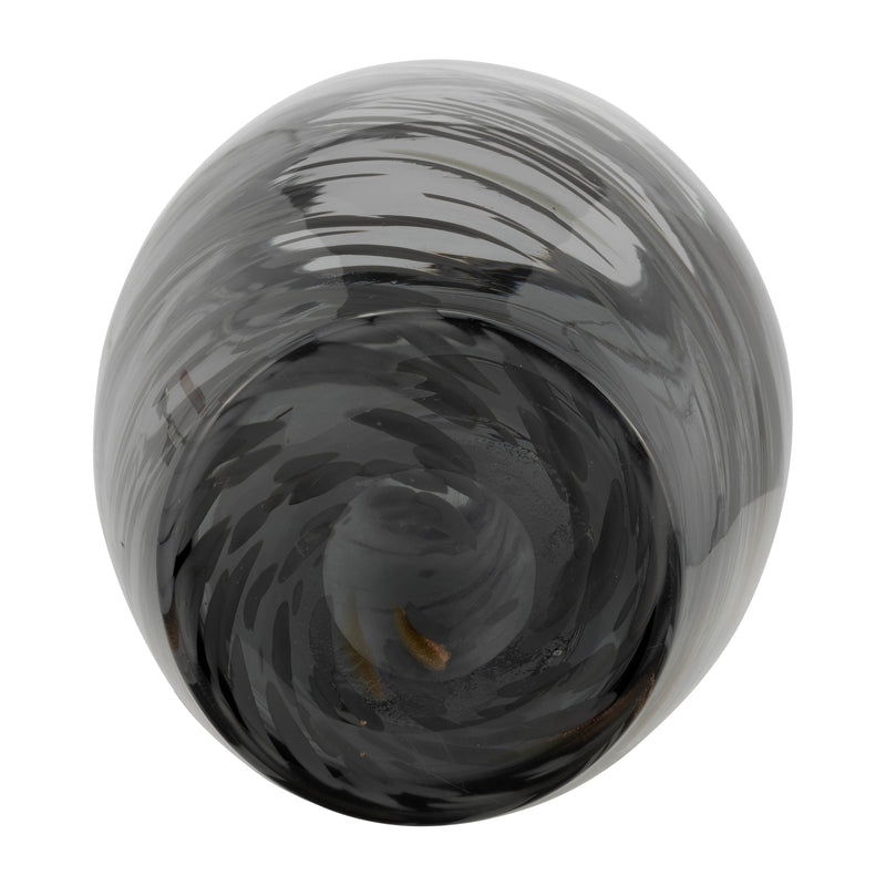 GLASS, 20H SWIRL VASE, BLACK