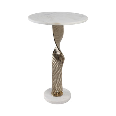 Metal, 24 Twisted Base Accent Table,white/gold Kd