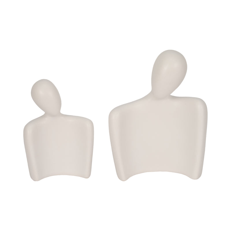 S/2 8/10 Textured Abstract Figures, White