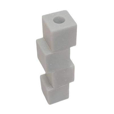 8x3 Stacked Cube Marble Taper Holder, White