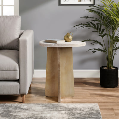 24 Corvus Marble And Wood Accent Table