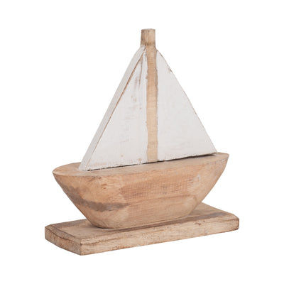 Wood, 11 Sailboat, Natural/white