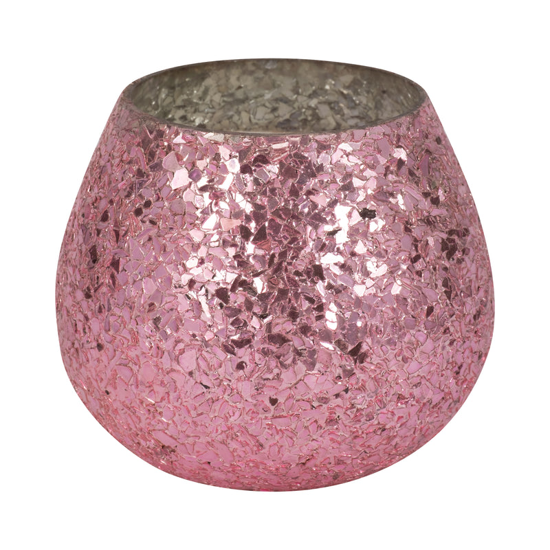 Glass, 5 17 Oz Crackled Scented Candle, Pink