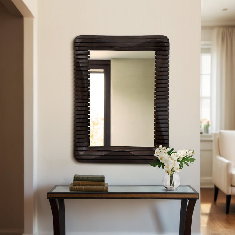 41X30 KENSINGTON SLATTED WOOD MIRROR, BROWN