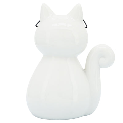 PORCELAIN, 8H CAT W/ GLASSES, WHITE