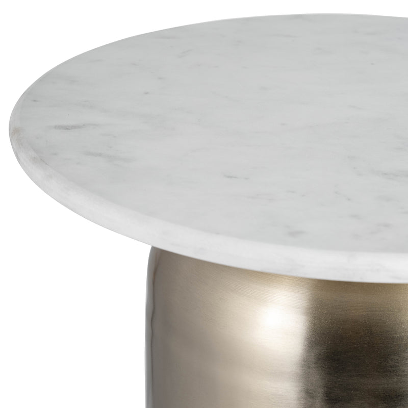 MARBLE/METAL, 16DX23H SIDE TABLE, WHT/GLD KD