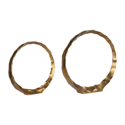 METAL, S/2, 14/17 HAMMERED DECORATIVE RINGS, GOLD