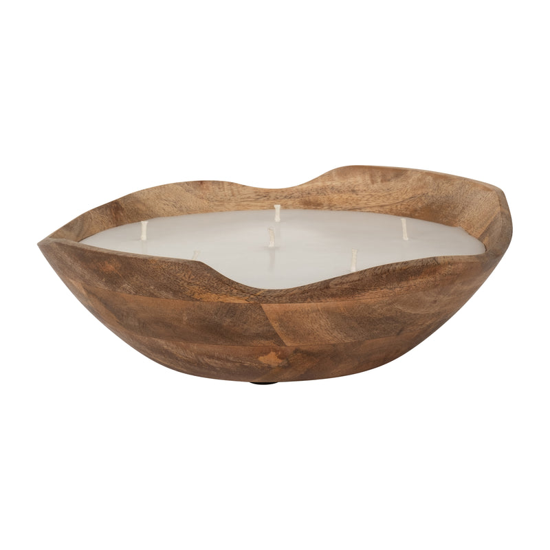 WOOD, 9 14 OZ CURVY BOWL SCENTED CANDLE, NATURAL