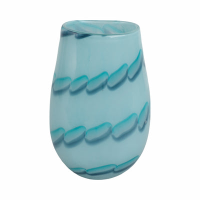 9x6 Bead Pattern Glass Vase, Blue