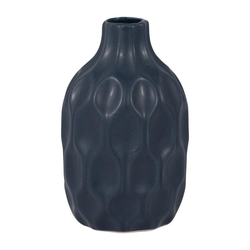 CER, 8 HONEYCOMB DIMPLED VASE, NAVY