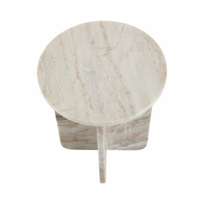 18 BELLISO SMALL ROUNDED MARBLE TABLE, BROWN