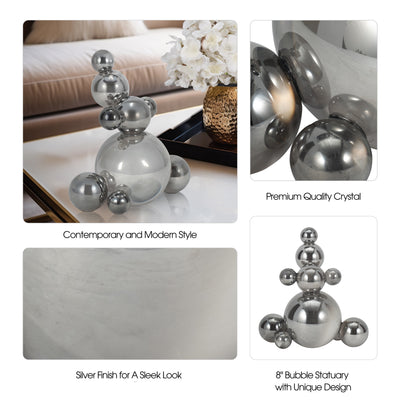 8 ATLAS SILVER CRYSTAL BUBBLE STATUARY